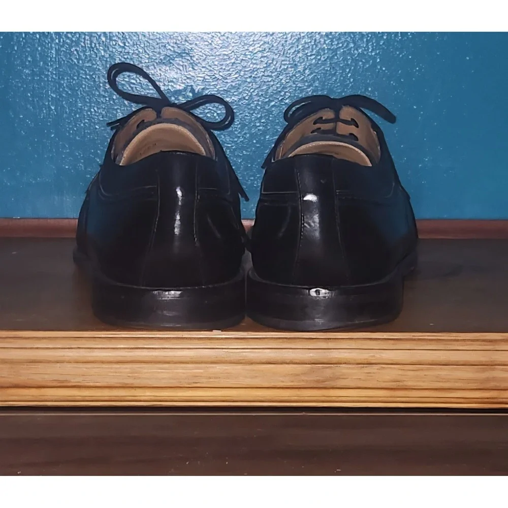 9 Men Leather OXFORD SHOES 50s 60s 70s Executive Dad LACE UP MORMON SALESMAN